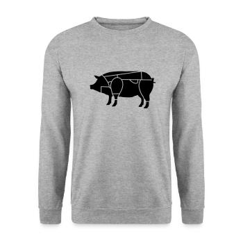 boucher ou de charcutier_b1 - Sweat-shirt Unisexe - gris chiné - Devant - Alina (178cm) & Michal (187cm)