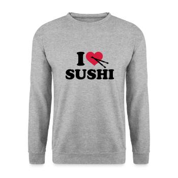 I love Sushi - Unisex Pullover - Weißgrau meliert - Vorne - Alina (178cm) & Michal (187cm)