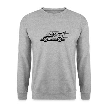 Rennwagen hund witzig - Unisex Pullover - Weißgrau meliert - Vorne - Alina (178cm) & Michal (187cm)