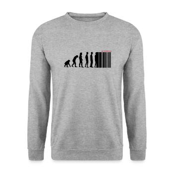 DARWIN - EVOLUTION SOCIETE - CODE BARRE - Sweat-shirt Unisexe - gris chiné - Devant - Alina (178cm) & Michal (187cm)