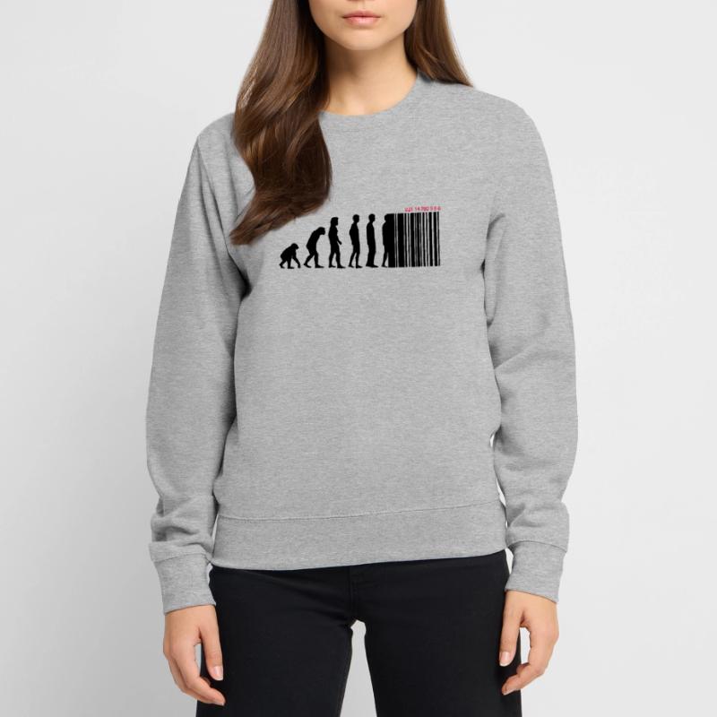 DARWIN - EVOLUTION SOCIETE - CODE BARRE Sweat-shirt Unisexe
