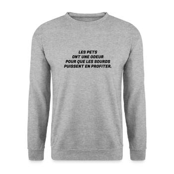 Humour - Drôle - Blague - Rire - Fun - Cool - Sweat-shirt Unisexe - gris chiné - Devant - Alina (178cm) & Michal (187cm)