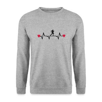 Running Man & Heartbeat & Hearts - Unisex Sweatshirt - salt & pepper - Front - Alina (178cm) & Michal (187cm)