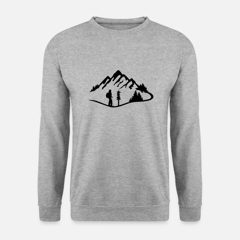Berge und Wanderin, wandern - Frau - Unisex Pullover - Weißgrau meliert