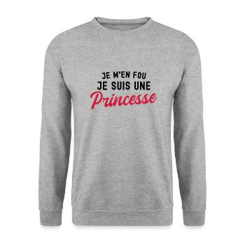 je m'en fou je suis une princesse - Sweat-shirt Unisexe - gris chiné - Devant - Alina (178cm) & Michal (187cm)