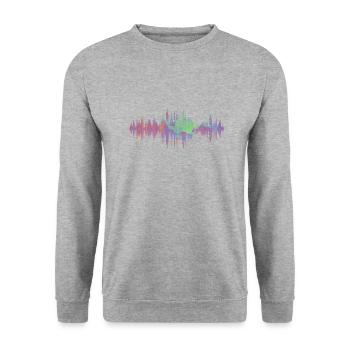 Ondes sonores - Sweat-shirt Unisexe - gris chiné - Devant - Alina (178cm) & Michal (187cm)
