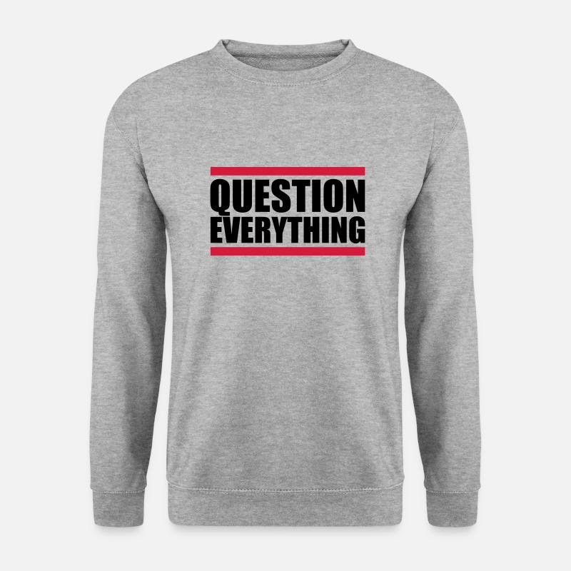 Balken Question Everything - Unisex Pullover - Weißgrau meliert