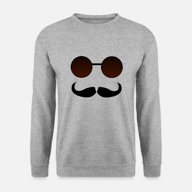 Hispter Schnurrbart und Brille - Unisex Pullover - Weißgrau meliert