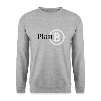Plan B Bitcoin - Unisex Sweatshirt - salt & pepper - Front - Alina (178cm) & Michal (187cm)