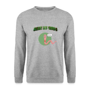 Allez les vers ! - Sweat-shirt Unisexe - gris chiné - Devant - Alina (178cm) & Michal (187cm)