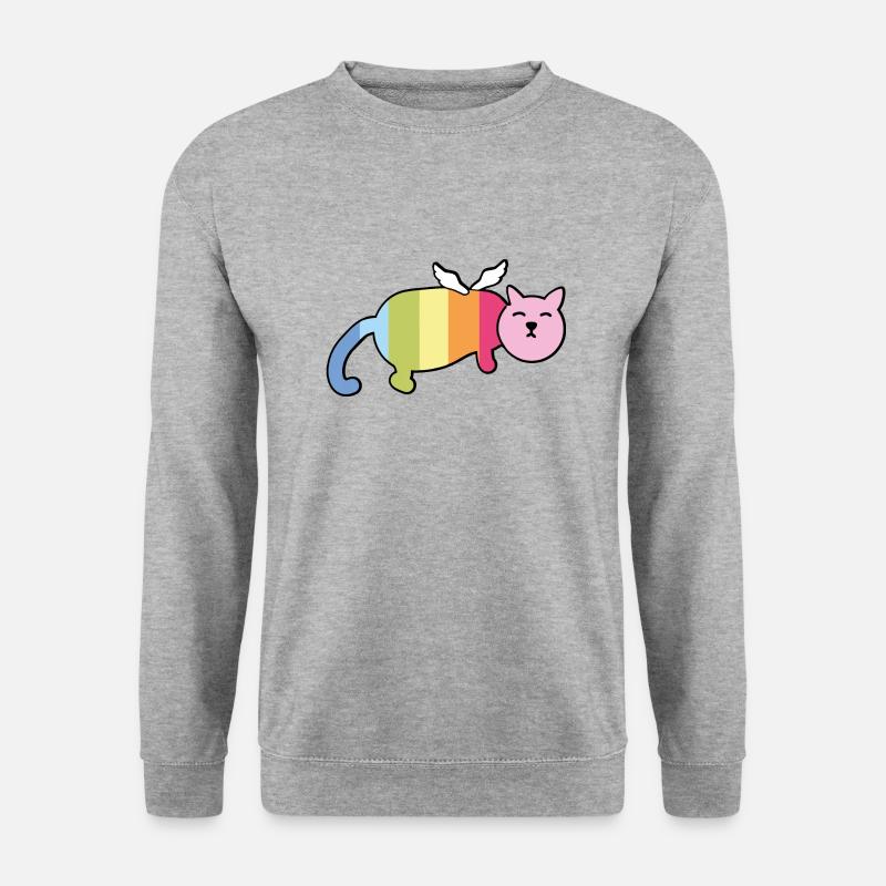 winged chubby cat rainbow - Unisex Sweatshirt - salt & pepper