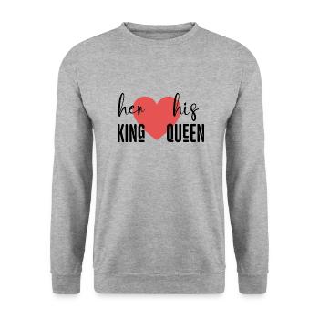 Son Roi sa Reine - Sweat-shirt Unisexe - gris chiné - Devant - Alina (178cm) & Michal (187cm)
