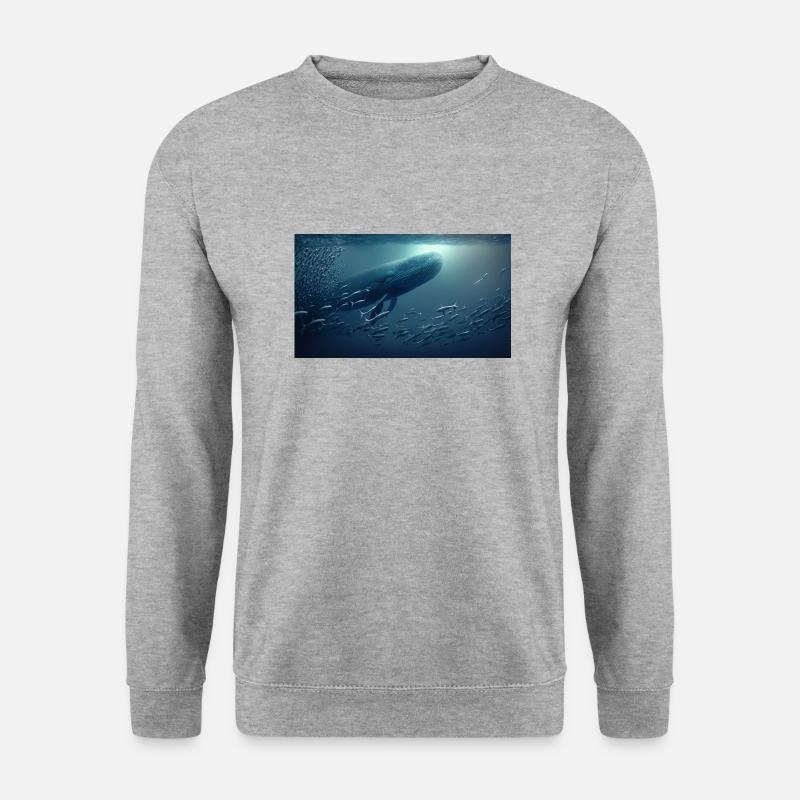 Wal und Fisch - Unisex Pullover - Weißgrau meliert