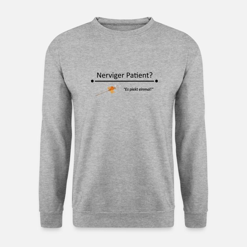 Nerviger Patient = Orangener Zugang - Unisex Pullover - Weißgrau meliert