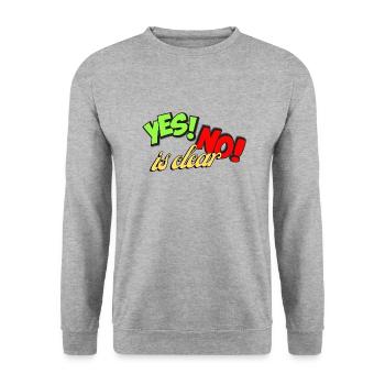 Ja Ne, is klar - Yes Now is Clear - Unisex Pullover - Weißgrau meliert - Vorne - Alina (178cm) & Michal (187cm)