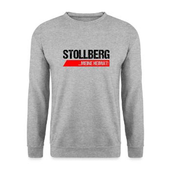 Stollberg Erzgebirge meine heimat - Unisex Pullover - Weißgrau meliert - Vorne - Alina (178cm) & Michal (187cm)