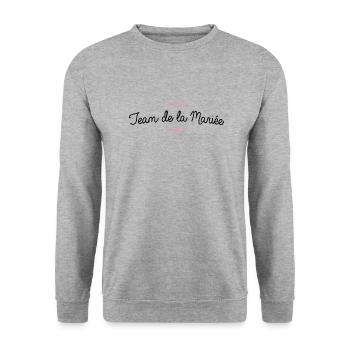 T-shirt EVJF "Team de la Mariée" - Sweat-shirt Unisexe - gris chiné - Devant - Alina (178cm) & Michal (187cm)