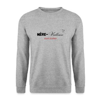 Mère veilleuse depuis 1969 - Sweat-shirt Unisexe - gris chiné - Devant - Alina (178cm) & Michal (187cm)