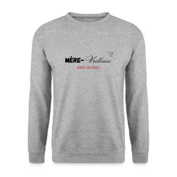 Mère veilleuse depuis 2005 - Sweat-shirt Unisexe - gris chiné - Devant - Alina (178cm) & Michal (187cm)