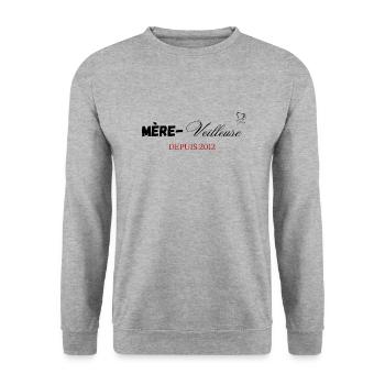 Mère veilleuse depuis 2012 - Sweat-shirt Unisexe - gris chiné - Devant - Alina (178cm) & Michal (187cm)