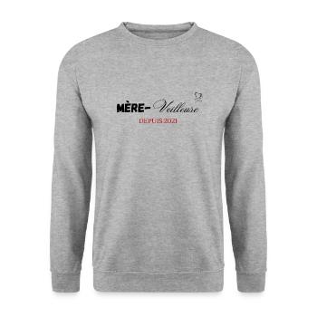 Mère veilleuse depuis 2021 - Sweat-shirt Unisexe - gris chiné - Devant - Alina (178cm) & Michal (187cm)