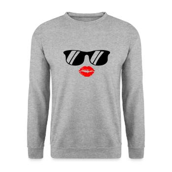 kiss face - Unisex Pullover - Weißgrau meliert - Vorne - Alina (178cm) & Michal (187cm)