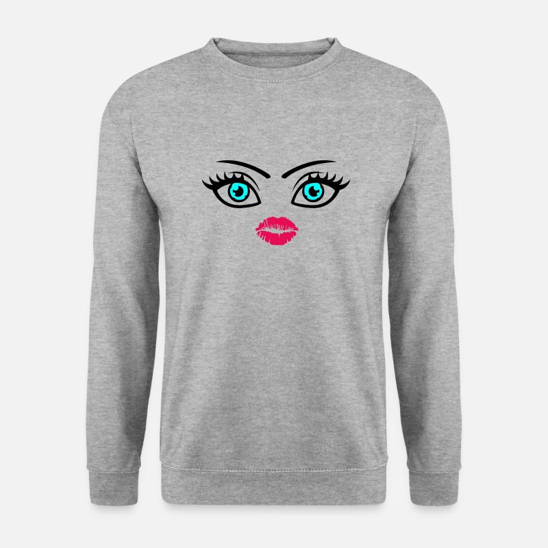 kiss face - Unisex Pullover - Weißgrau meliert