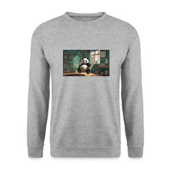 Cute animals chilling – panda chilling hammock - Unisex Sweatshirt - salt & pepper - Front - Alina (178cm) & Michal (187cm)