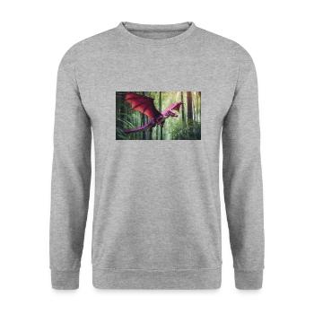 A realistic majestical green dragon is hunting - Unisex Sweatshirt - salt & pepper - Front - Alina (178cm) & Michal (187cm)
