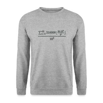 Bitcoin Mathematische Formel für Krypto - Unisex Pullover - Weißgrau meliert - Vorne - Alina (178cm) & Michal (187cm)