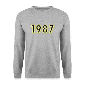 1987 Year Birthday - Unisex Sweatshirt - salt & pepper - Front - Alina (178cm) & Michal (187cm)