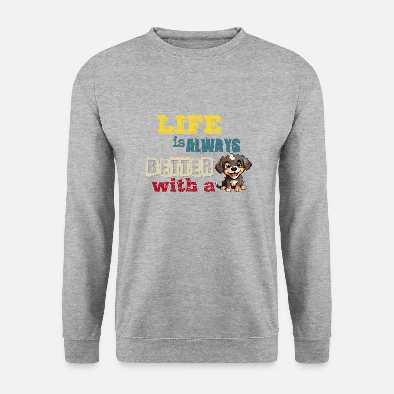 life is always better with a Bernese Mountain Dog - Unisex Pullover - Weißgrau meliert