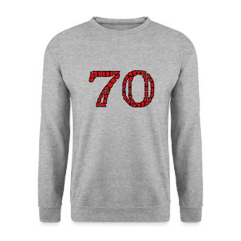 70. 70 ANS. 70e ANNIVERSAIRE. ANNIVERSAIRE 70 ANS. - Sweat-shirt Unisexe - gris chiné - Devant - Alina (178cm) & Michal (187cm)
