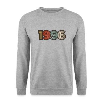 1996 rétro vintage - Sweat-shirt Unisexe - gris chiné - Devant - Alina (178cm) & Michal (187cm)