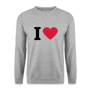 I Heart - Unisex Sweatshirt - salt & pepper - Front - Alina (178cm) & Michal (187cm)