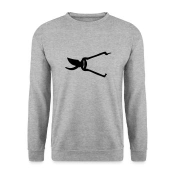 schere - Unisex Pullover - Weißgrau meliert - Vorne - Alina (178cm) & Michal (187cm)