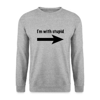 I´m with stupid - Unisex Sweatshirt - salt & pepper - Front - Alina (178cm) & Michal (187cm)