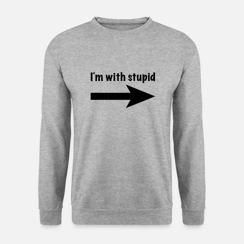 I´m with stupid - Unisex Pullover - Weißgrau meliert