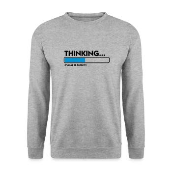 Je pense .... Patience s il vous plaît! - Sweat-shirt Unisexe - gris chiné - Devant - Alina (178cm) & Michal (187cm)