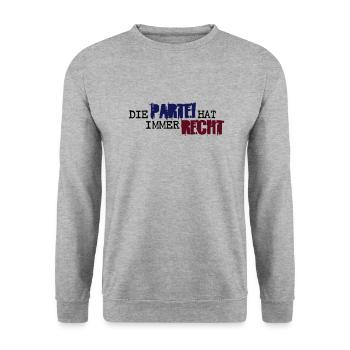 Die Partei hat immer Recht! - Unisex Pullover - Weißgrau meliert - Vorne - Alina (178cm) & Michal (187cm)