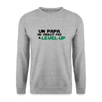 un papa ne vieillit pas,citations,geek,gaming - Sweat-shirt Unisexe - gris chiné - Devant - Alina (178cm) & Michal (187cm)