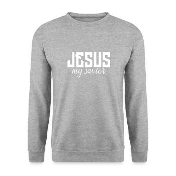 Jésus - Sweat-shirt Unisexe - gris chiné - Devant - Alina (178cm) & Michal (187cm)