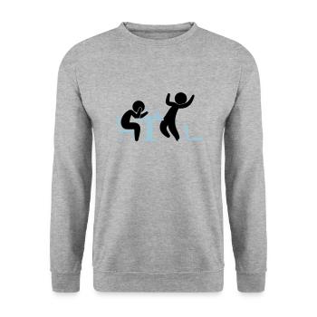 A poker player wins a game - Unisex Sweatshirt - salt & pepper - Front - Alina (178cm) & Michal (187cm)