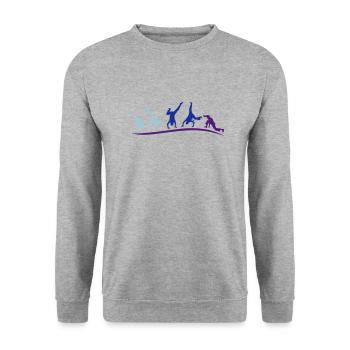 Animation capoeira Gruppe - Unisex Pullover - Weißgrau meliert - Vorne - Alina (178cm) & Michal (187cm)