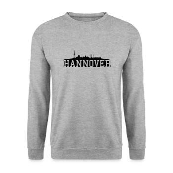 Hannover // Skyline // Silhouette // Skylineshirt - Unisex Pullover - Weißgrau meliert - Vorne - Alina (178cm) & Michal (187cm)