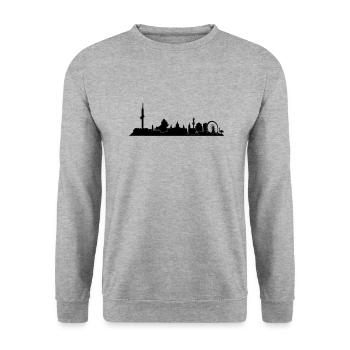 Hannover // Skyline // Silhouette // Skylineshirt - Unisex Pullover - Weißgrau meliert - Vorne - Alina (178cm) & Michal (187cm)