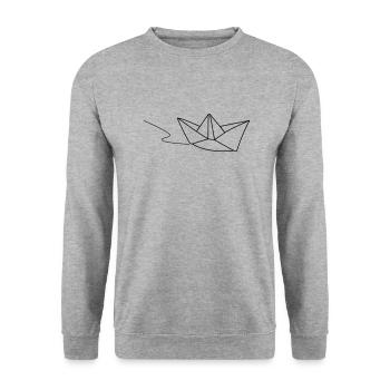 Papierboot - Sail away - Unisex Pullover - Weißgrau meliert - Vorne - Alina (178cm) & Michal (187cm)