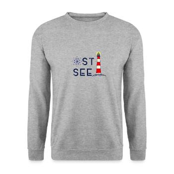 Ostsee, Meer, Leuchtturm - Unisex Pullover - Weißgrau meliert - Vorne - Alina (178cm) & Michal (187cm)