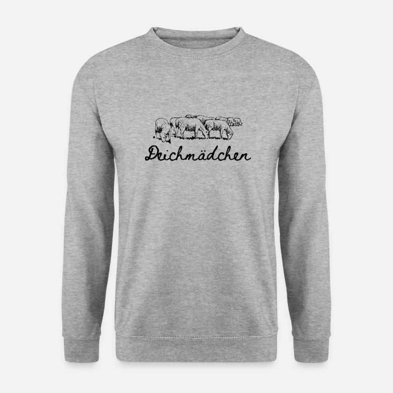 Deichmädchen Schafe Küste Meer Nordsee Küstenkind - Unisex Pullover - Weißgrau meliert