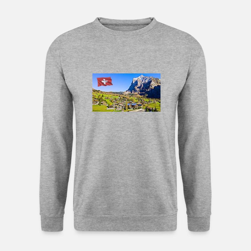 Grindelwald, Schweiz. - Unisex Pullover - Weißgrau meliert